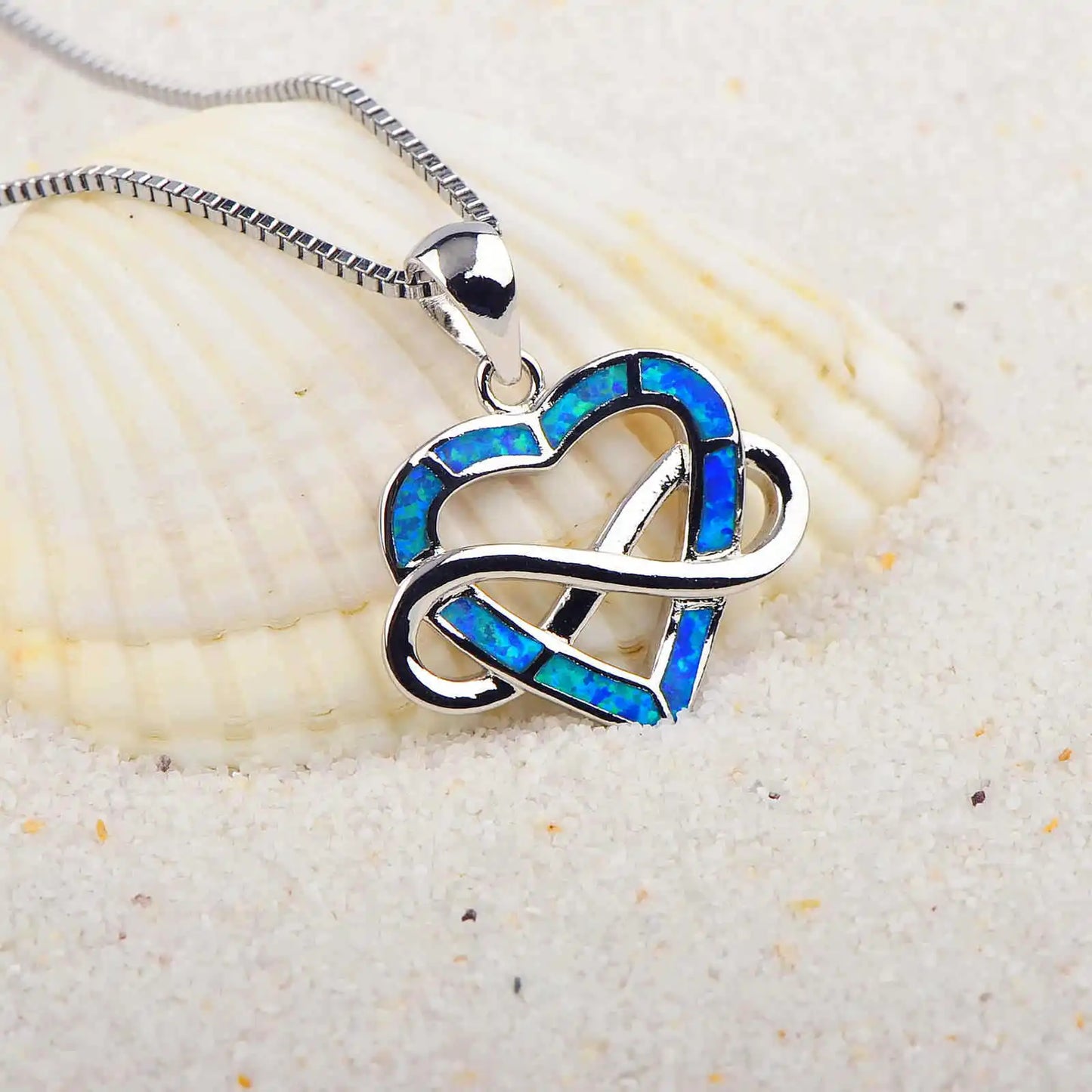 Aobao Wireless Love Heart Pendant Jewelry Wholesale with Opal Inlay