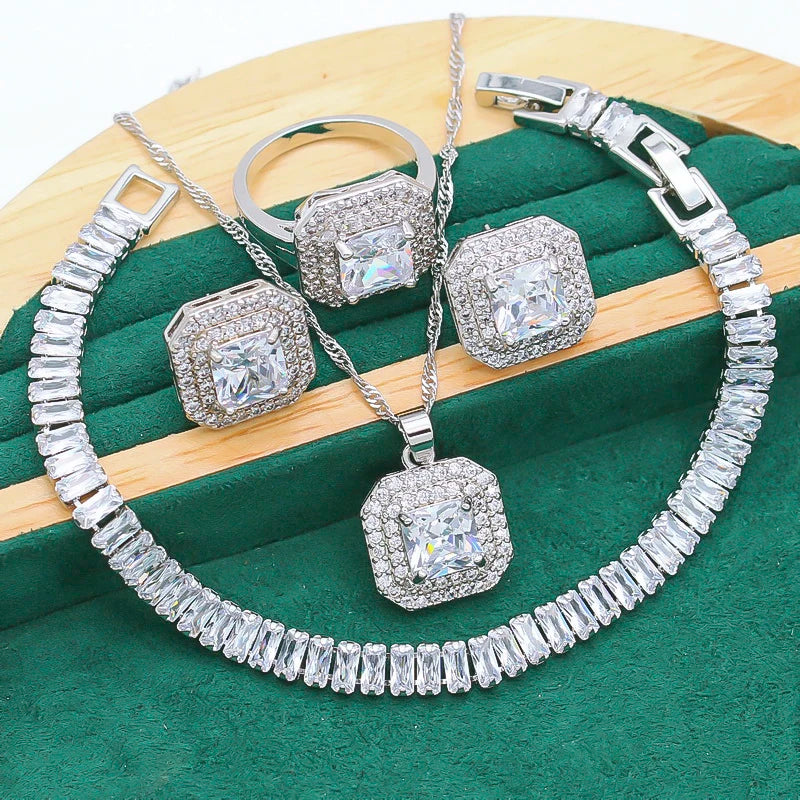 XOTICA Ladies Jewelry Sets with Zircon Bracelet Earrings Necklace Pendant Ring for Women for Wedding Party Engagement Great Gift Idea!