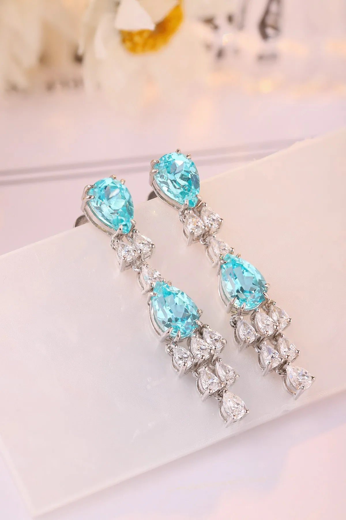 Gemfiori Anster High Quality S925 Lab Grown Paraiba Earring Stud Dainty Gemstone Stud Earrings for Women Daily Wear Gift