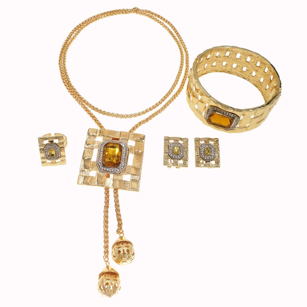 Zhuerrui Good Quality Women's Jewelry Set Luxury Italian Gold Jewelry Design Jewelry Sets Wedding Party Birthday Gifts HA0016