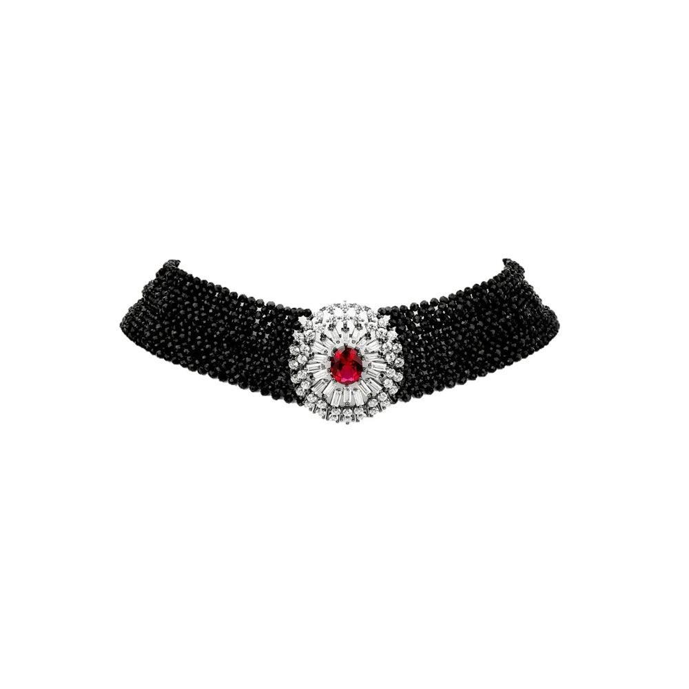 MUSHAN Jewelry Factory Black Spinel S925 Sterling Silver Necklace Light Luxury Multi Layered Necklace for Women