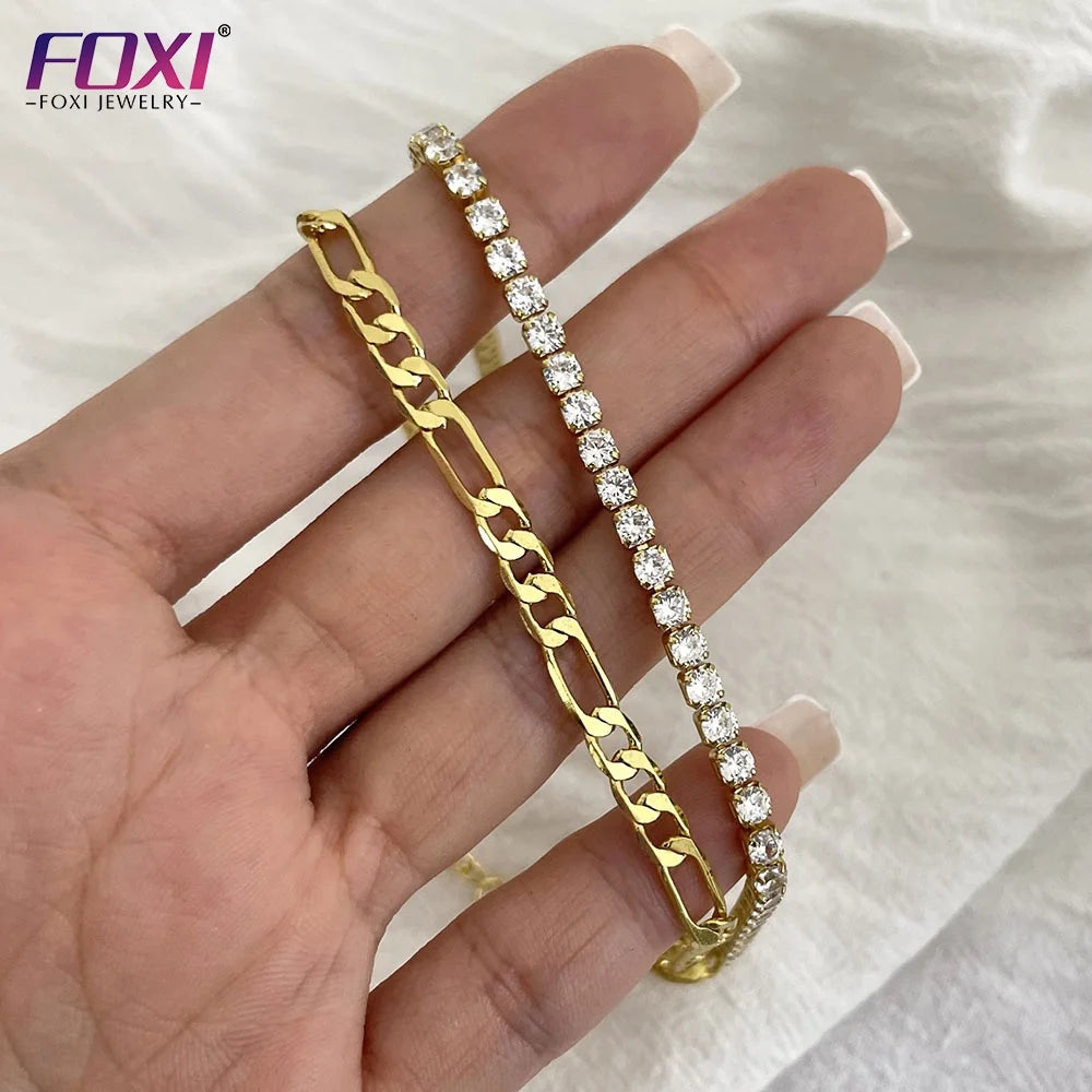 Wholesale Double Layer Foot Non Tarnish Free Waterproof Jewelry 18k Gold Plated Stainless Steel Chain Anklets for Women