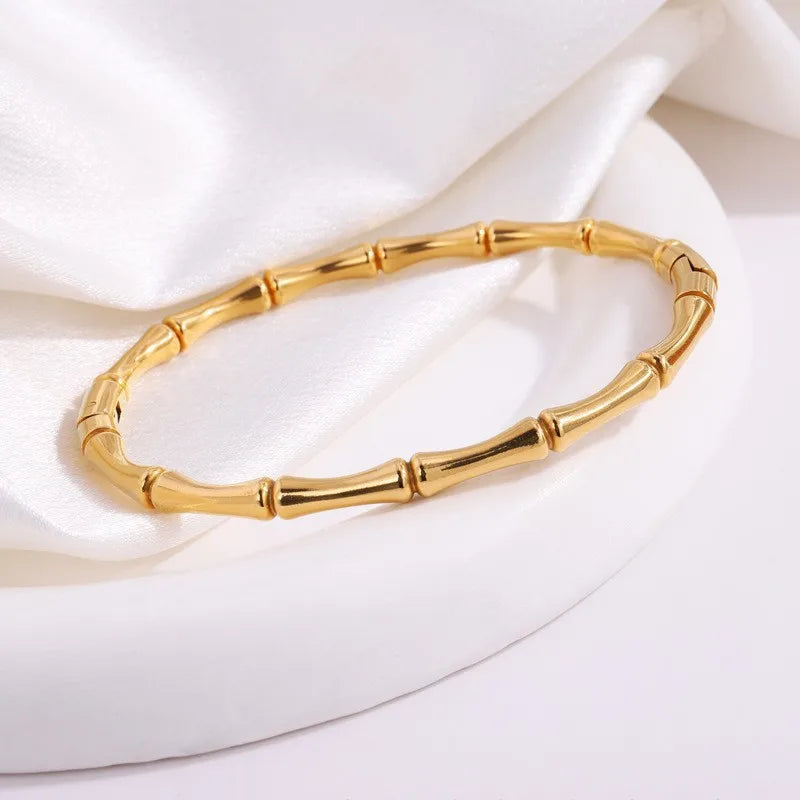 REBEL Stainless Inoxydable Stainless Steel 18K Gold Plated Roman Women Fashion Jewelry Bracelets Bangles