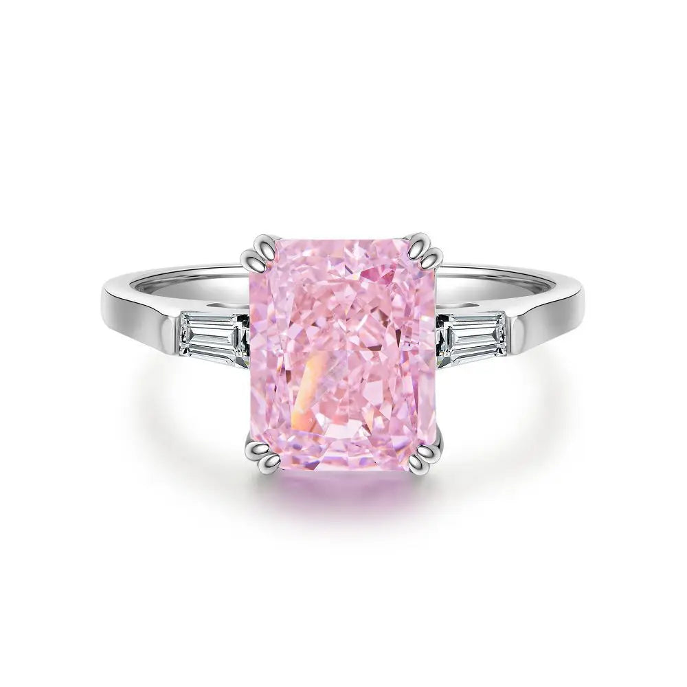 Wholesale Waterproof 5A 8A Pink Cubic Zirconia Rings 925 Sterling Silver OEM ODM Custom Factory Direct Ring Jewelry Manufacturer