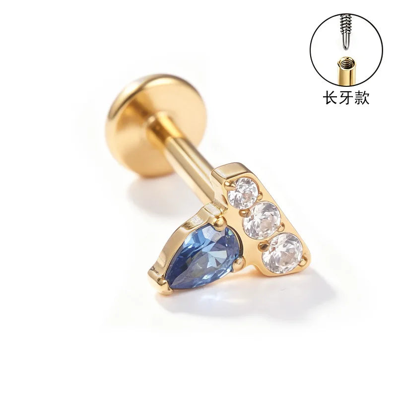 S&S ASTM F136 Titanium Zircon Helix Cartilage Stud | Gold | 31 Designs