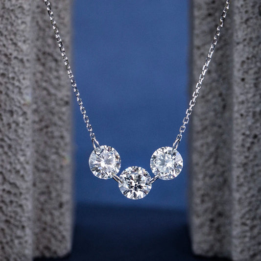 Gemfiori MSN-958 9k with 1ct Each 3pcs Loose Lab Grown Diamond Pendant Necklace for Woman Custom Jewelry Valentine's Gift for Girlfriend