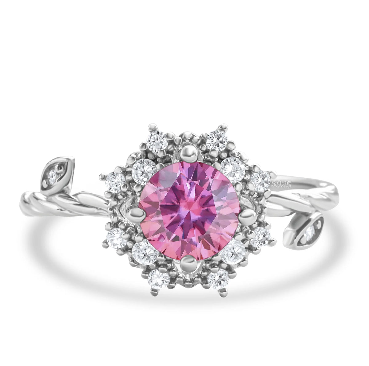 ArtistA Popular Fashion Jewelry 925 Sterling Silver Brilliant Round Cut 1CT VVS GRA Colored Moissanite Flower Rings for Women