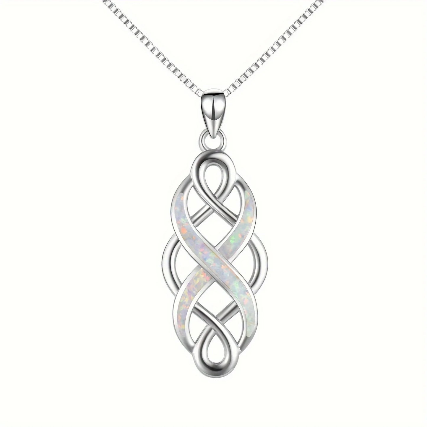 Opal Simple Necklace for Women Fashionable Style Blue Three Treasures Pendant Opal Necklace