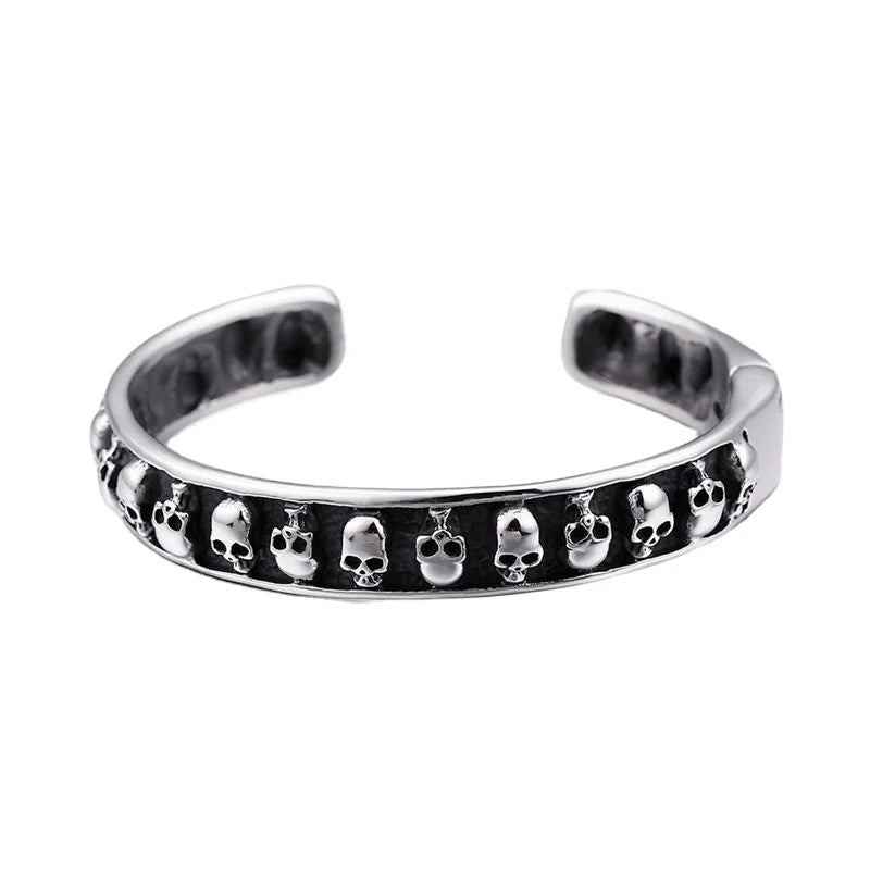 KALEN Stainless Steel Punk Skeleton Open Cuff Bangles Men