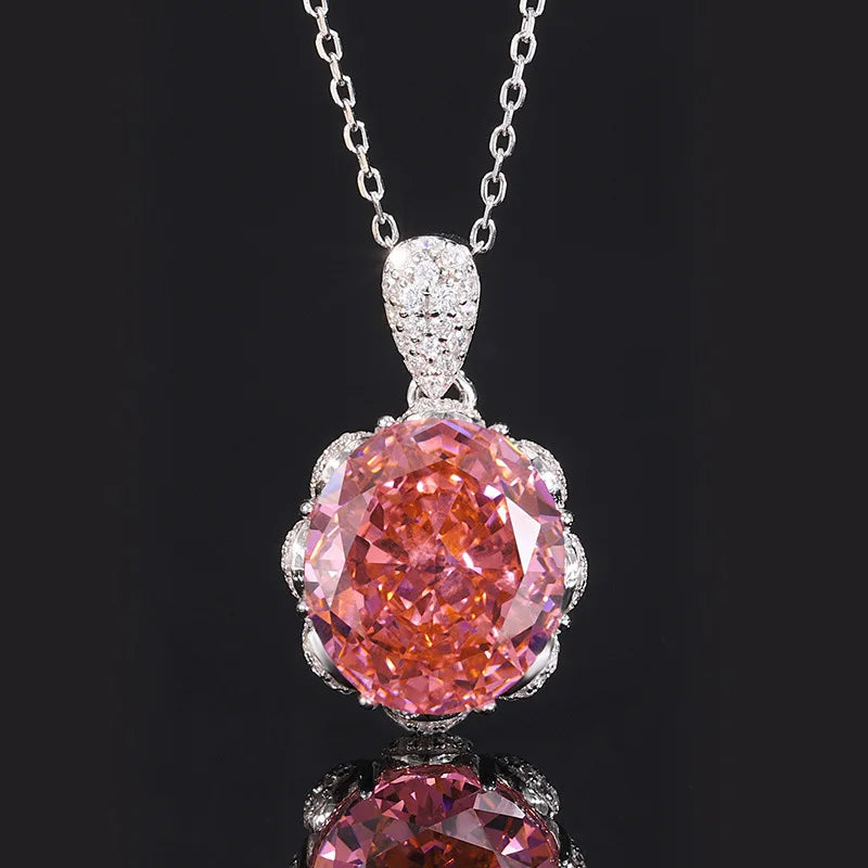 REDheart Copper Alloy Inlaid Zircon Plated Copper Alloy Pendant Ice Flower Temperament Light Luxury Trendy Women's Wedding Engagement Set