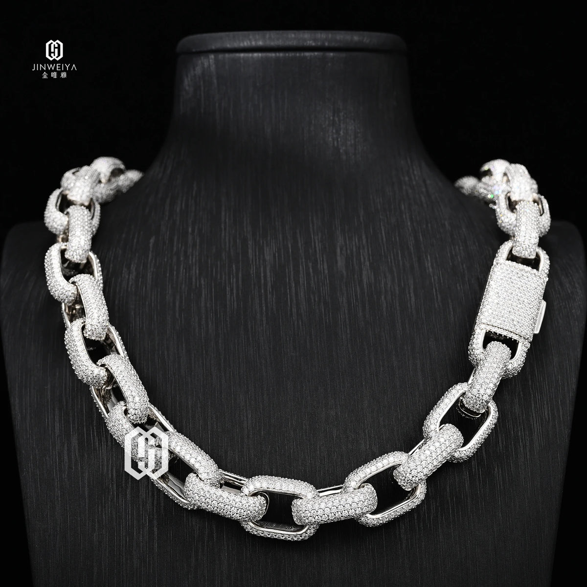 REBEL Iced Out 15mm Width Bling Cuban Chain Silver Plated Brass Setting 5A CZ Stones Hip Hop Fashion Necklace for Rappers