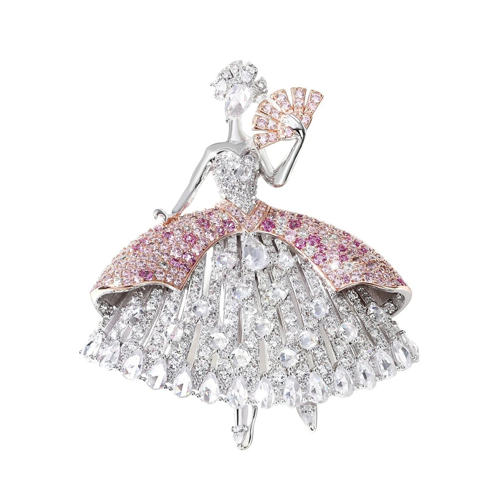 MUSHAN Jewelry Factory S925 Sterling Silver Dancing Girl Brooch Party Wedding Gift Light Luxury Electroplated Real Gold High