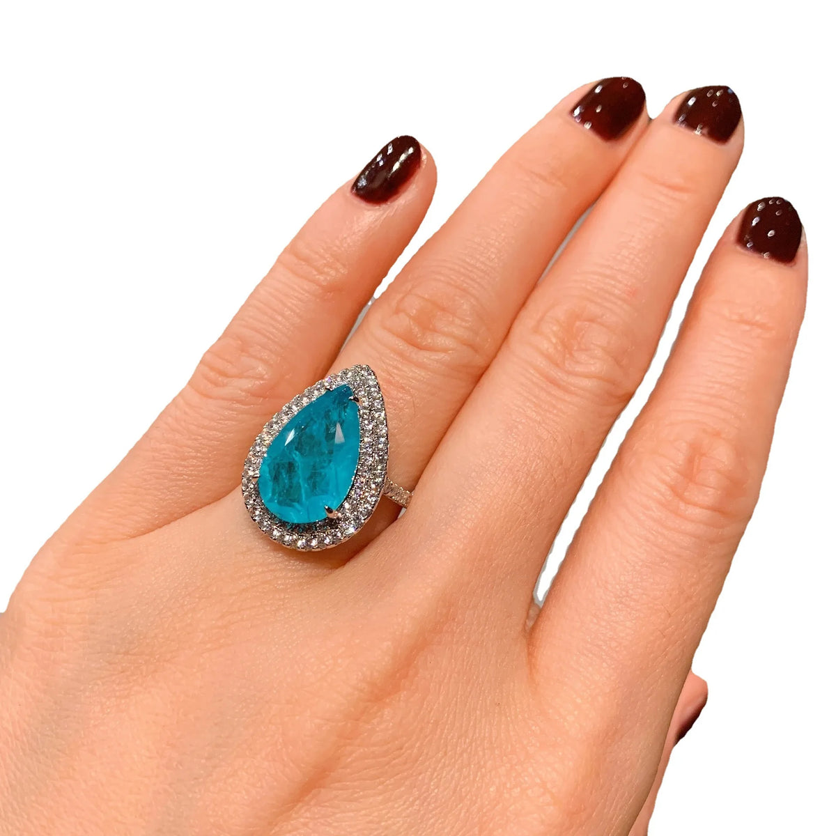Gemfiori Fashionable Luxury Exquisite Micro Inlaid Zircon Earrings Light Luxury Niche High-end Pendant Ring Water Droplet Shaped Set
