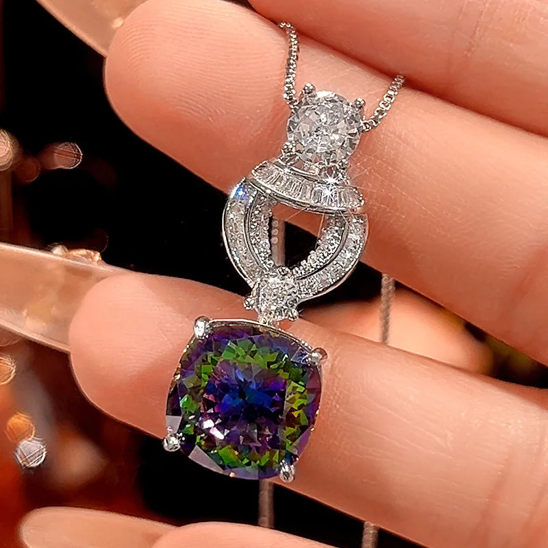 REDheart Copper Inlaid Zircon Plated Gold Rhodium/18K Plated Women's Trendy Flower Simulation Pendant Colorful Retro Temperament Set