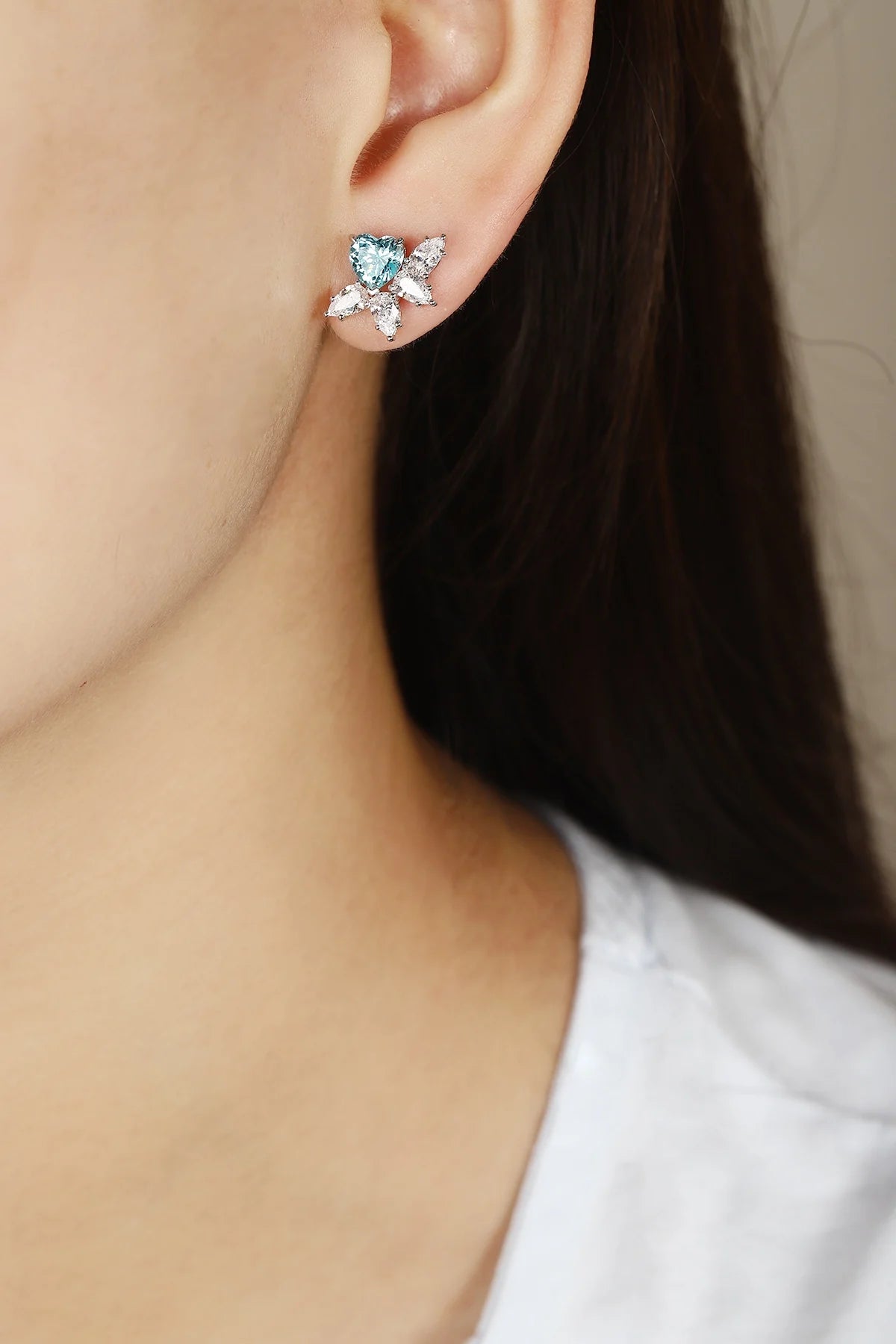 Gemfiori Anster High Quality S925 Lab Grown Paraiba Earring Stud Dainty Gemstone Stud Earrings for Women Daily Wear Gift