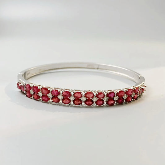 Gioiellieri Ruby Bracelet with Natural Red Gemstone for Women S925 Sterling Silver Fine Jewelry Adjustable Chain Bangle Anniversary Present