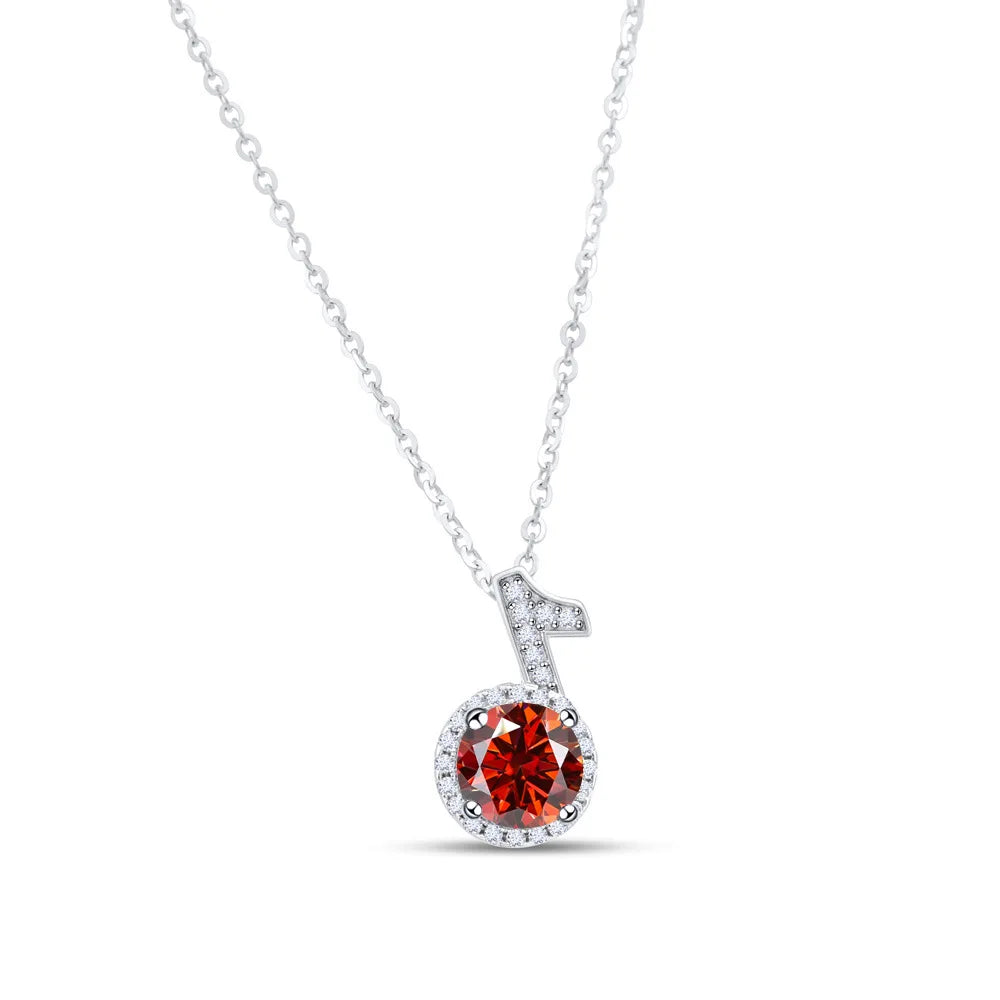 Fine 925 Silver Bezel Set Round Cut 1ct VVS Colored Moissanite Jewelry New Trendy Fashion Layer Musical Note Necklace for Women