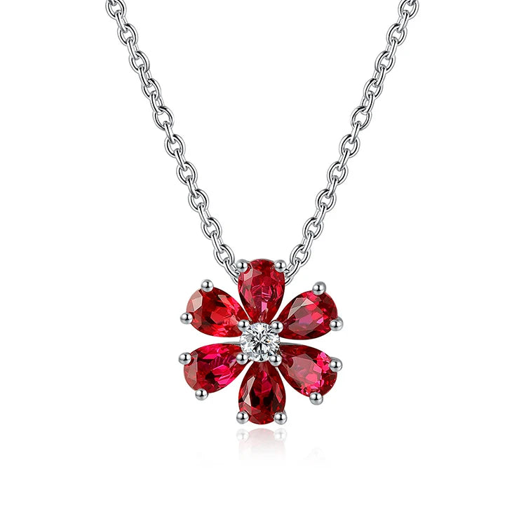 Gemfiori Hot Sale Rhodium Plated Lab Emerald Engagement Cute Necklace Chains Sterling Silver 925 Flower Shape Women Trendy 2026