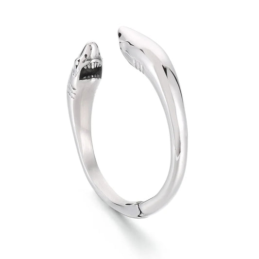 KALEN Unisex Cute Stainless Steel Shark Head Charms Open Cuff Bangle Bracelet