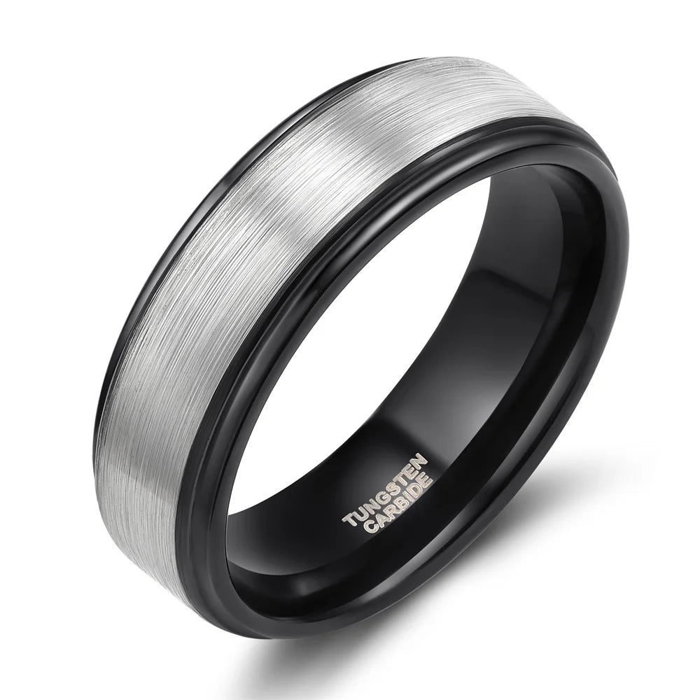 REBEL Two-Tone Brushed Tungsten Carbide Ring