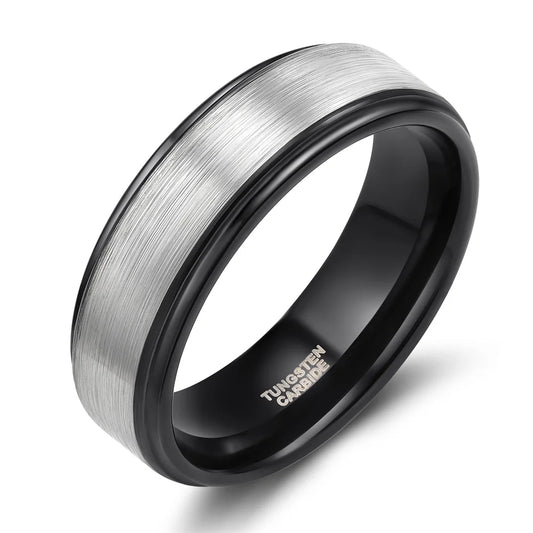 REBEL Two-Tone Brushed Tungsten Carbide Ring