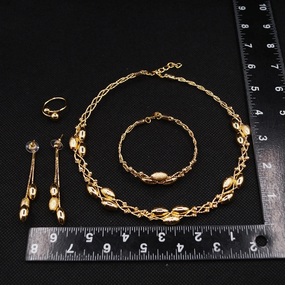Italian Jewelry Set Alloy Brazilian Jewelry Sets Wedding Party Pendant Necklace Bracelet Ring Earrings Jewelry Set  HK051222