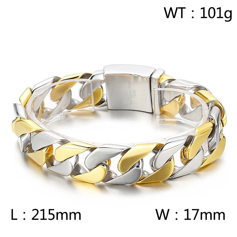 KALEN Domineering Male Stainless Steel Cuban Bracelet