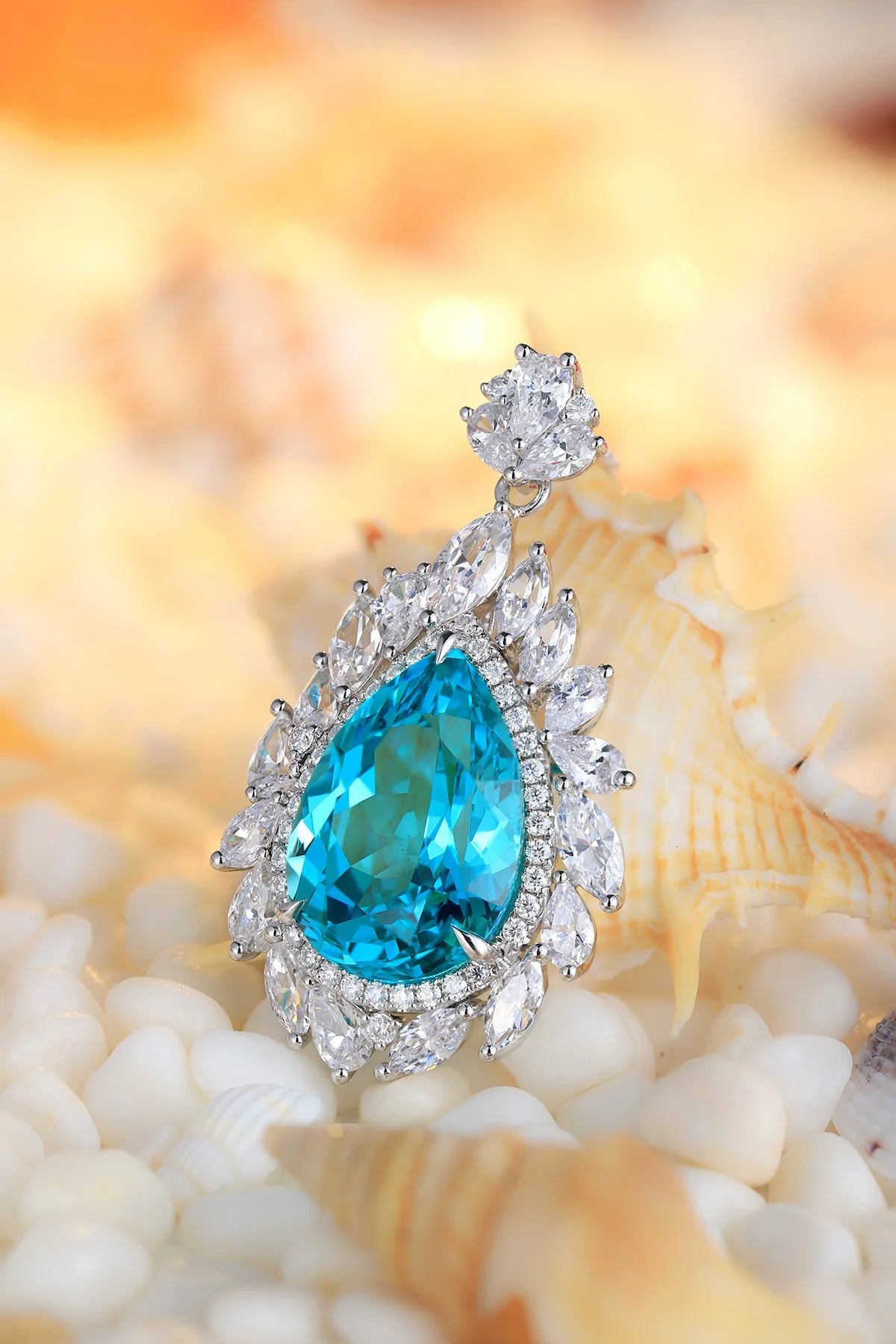 Gemfiori Anster 925 Sterling Silver High-quality Cultivated Paraiba Necklace - Suitable for Parties or As a Gift