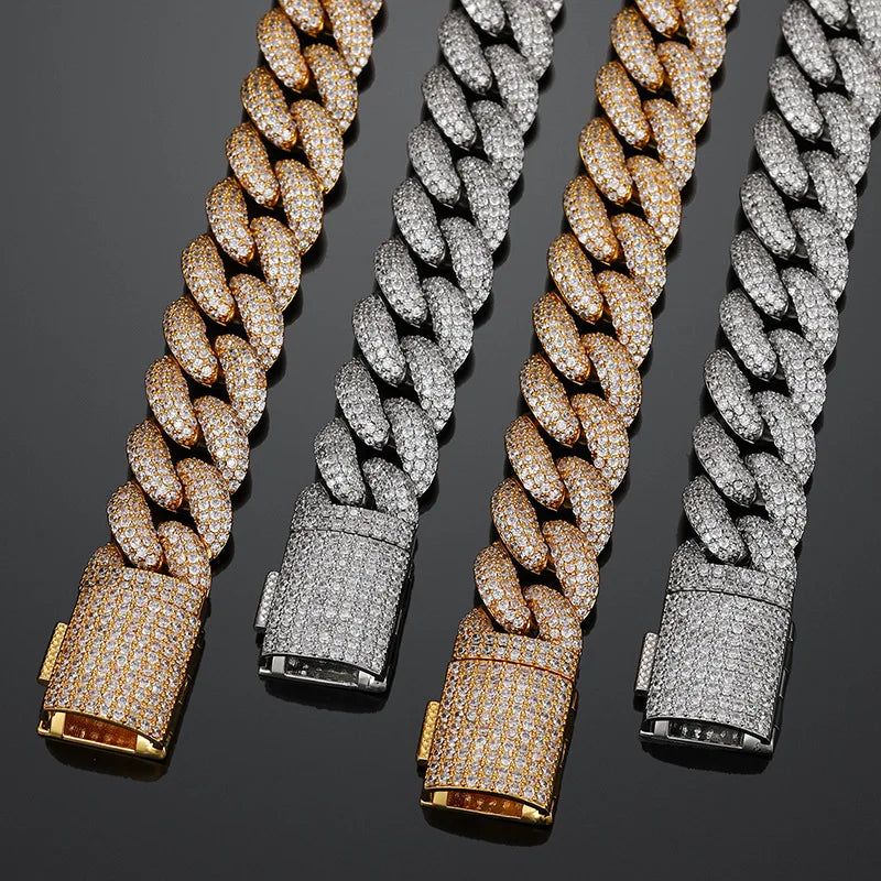 Elegant Men's 18K Gold-Plated Stainless Steel Cuban Chain Necklace-In-Stock Zircon Jewelry for the Chic