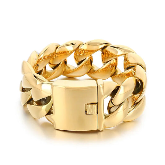 KALEN Vintage Men Hip-Hop Stainless Steel Fashion Jewelry Bracelets Cuban Link Chain Bracelet
