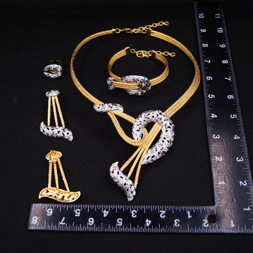 Zhuerrui Italiano Gold Designs Women Jewellery Set Party Fine Costume Jewelry Set Luxury Big Necklace Jewellery Sets X0008930