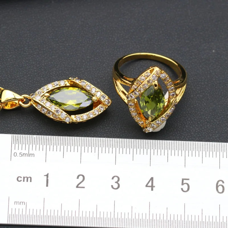 XOTICA AAA Custom Women's Wedding Jewelry Set Gold-Plated Zircon Pendant Earrings Ring Necklace for Engagement Occasions