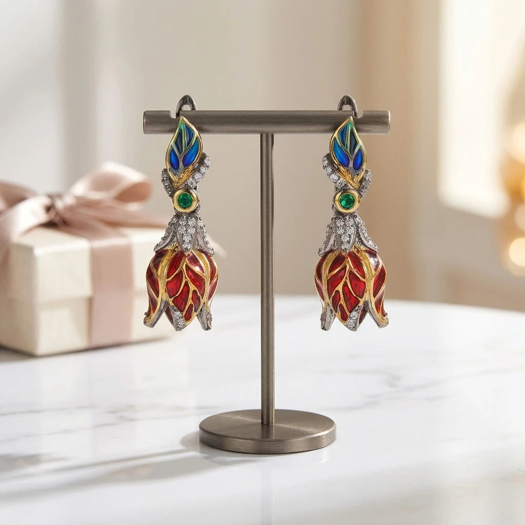 Top Level Best Sell Unisex 925 Silver Classic Pendant Green Spinel Earring 18K Gold Plated