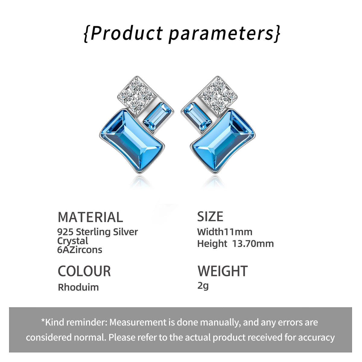 S&S Crystal Rhinestone Geometric 925 Silver Jewellery Set | Rhodium Plated Necklace, Bracelet & Earrings | S&S Collection