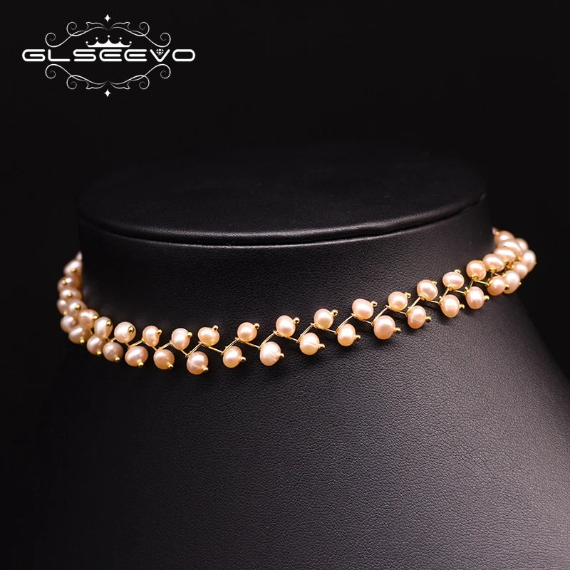 Natural Fresh Water Pearl Double Layer Choker Necklace for Women Engagement Party Gifts