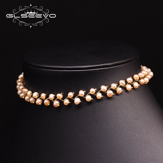 Natural Fresh Water Pearl Double Layer Choker Necklace for Women Engagement Party Gifts