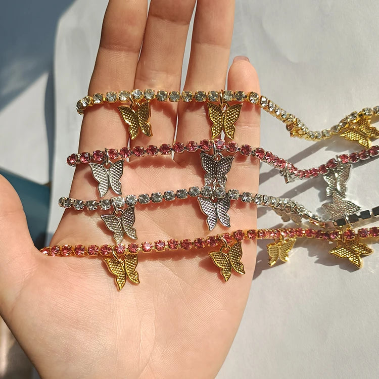 Wholesale Cuban Link Anklet Chain Anklet Butterfly Pendant Anklet for Women