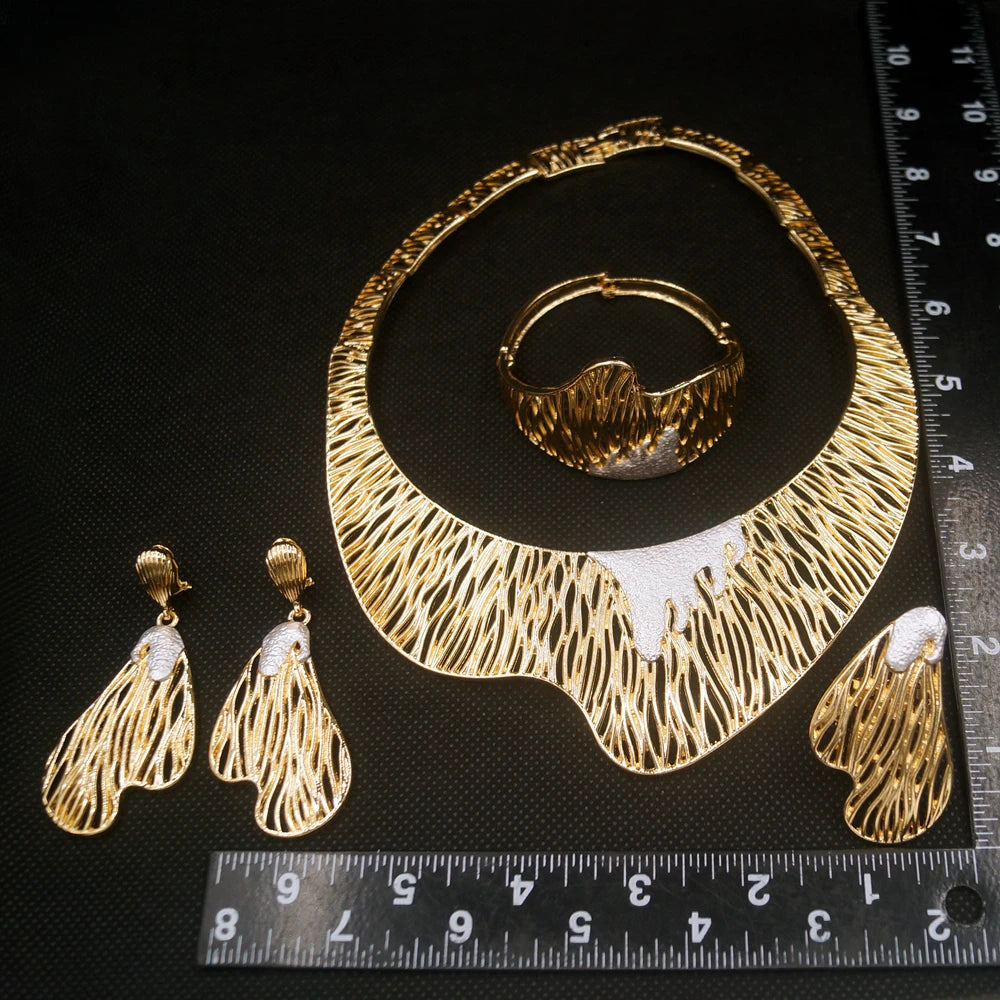 Zhuerrui Italian Ladies Party Jewelry Set Premium Brazilian Necklace Earring Sets Dubai Bridal Wedding Jewelry Sets H00570