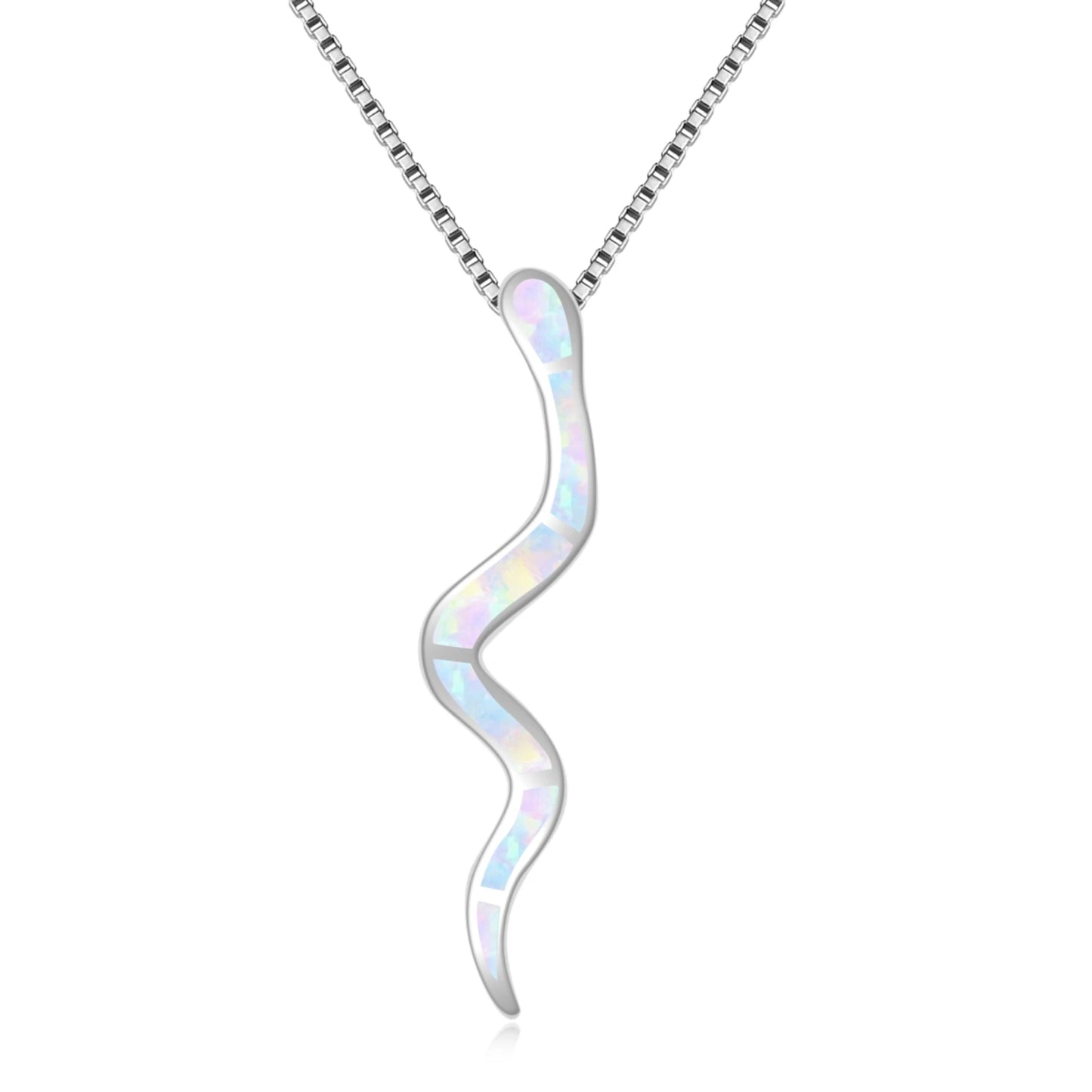 TikTok INS Wind Hawaii Beach Explosion Copper Alloy Opal Snake-Shaped Pendant Necklace Vintage Style Women's Wholesale Silver