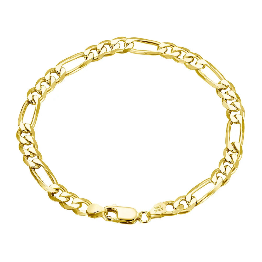 BiG-BOSS Mother-Child Figaro Chain S925 Sterling Silver Electroplated Unisex Necklace Pendant Hot-Selling Factory Direct