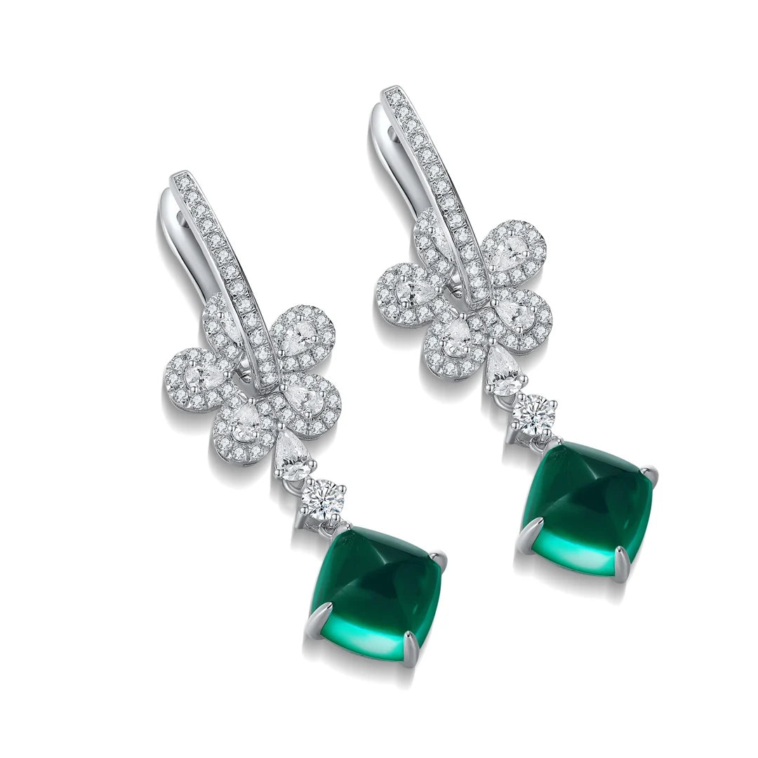 Gemfiori Anster High Quality S925 Lab Grown Emerald Earring Stud Dainty Gemstone Stud Earrings for Women Daily Wear Gift