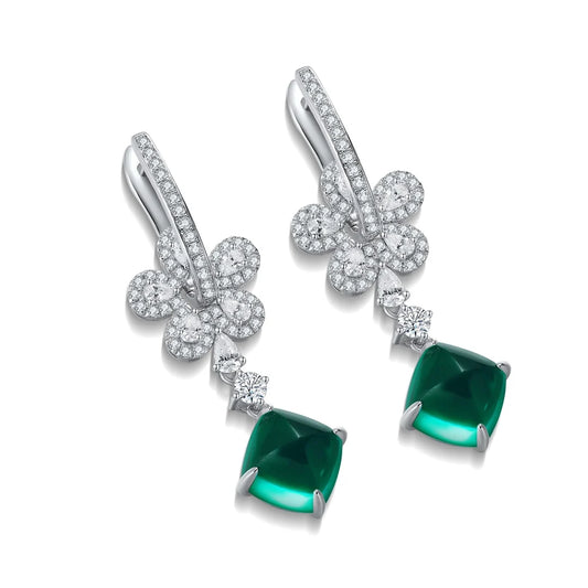Gemfiori Anster High Quality S925 Lab Grown Emerald Earring Stud Dainty Gemstone Stud Earrings for Women Daily Wear Gift
