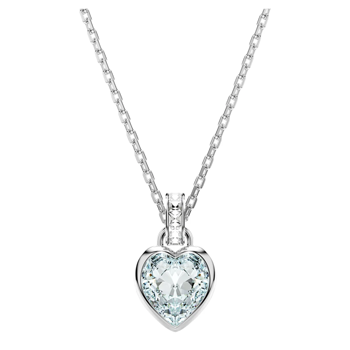 S&S Dainty Love Heart Pendant Necklace, Cubic Zirconia Key Interlocking Necklace Romantic Gift for Her