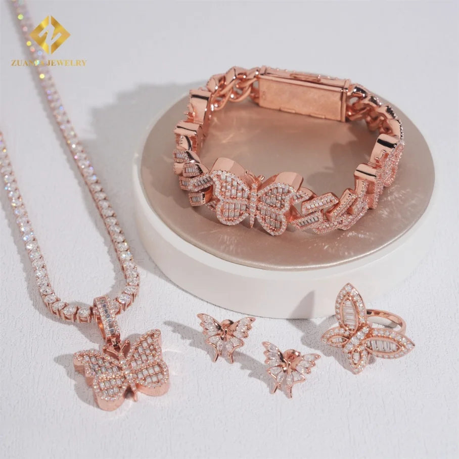 S&S D/VVS Moissanite 925 Silver Jewellery Set | Bracelet, Ring, Earrings & Pendant | Silver, Gold & Rose Gold | S&S Collection
