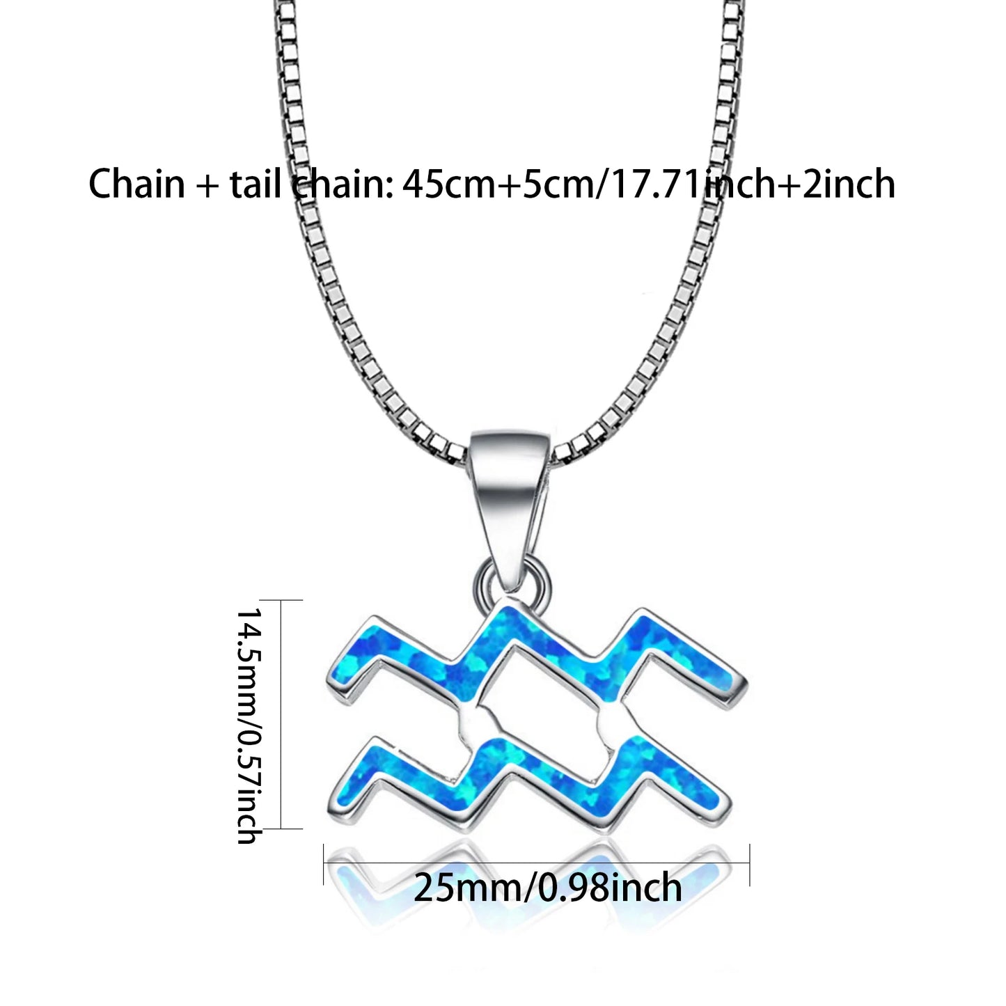 Aobao Vintage Silver Plated Copper Alloy Geometric Christian Opal Inlaid Pendant Necklace with Box Chain