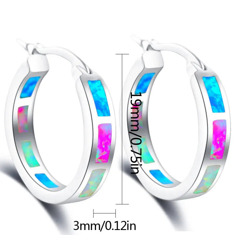 Tiktok Ins Hot Brass Geometric Bohemian Christian Blue Opal Drop Earrings Gift for Women