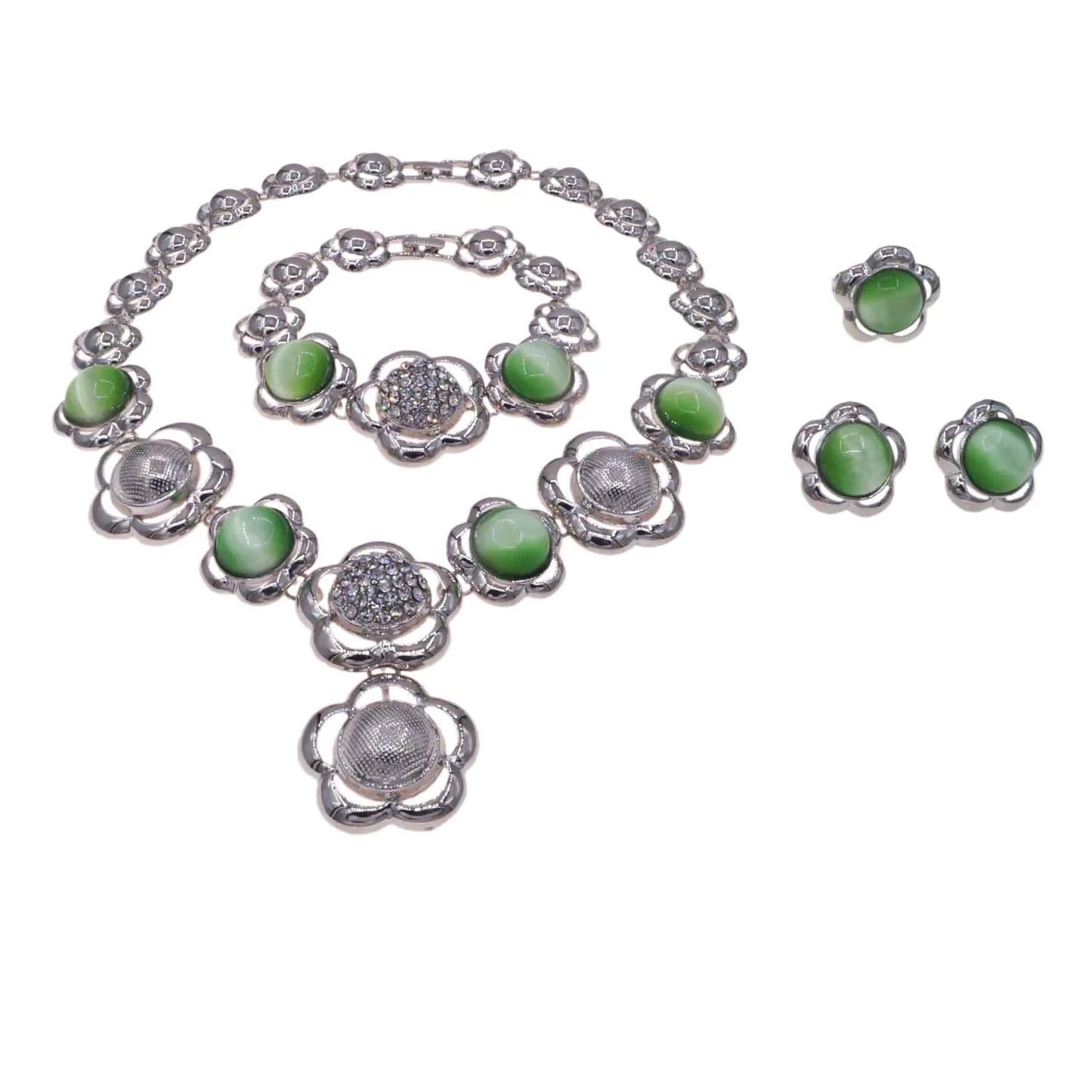 Zhuerrui Fashionable Gold Plated Jewelry Set Three Color Flowers Necklace Bracelet Jewelry Sets Exquisite Women's Luxury HA20063