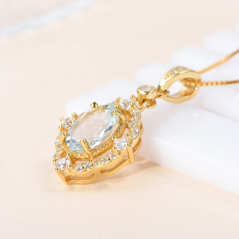 Gioiellieri Handmade Rhodium Plated 925 Sterling Silver Natural Topaz Pendant Claw Setting Purple Crystal Healing Stone Necklace Women's