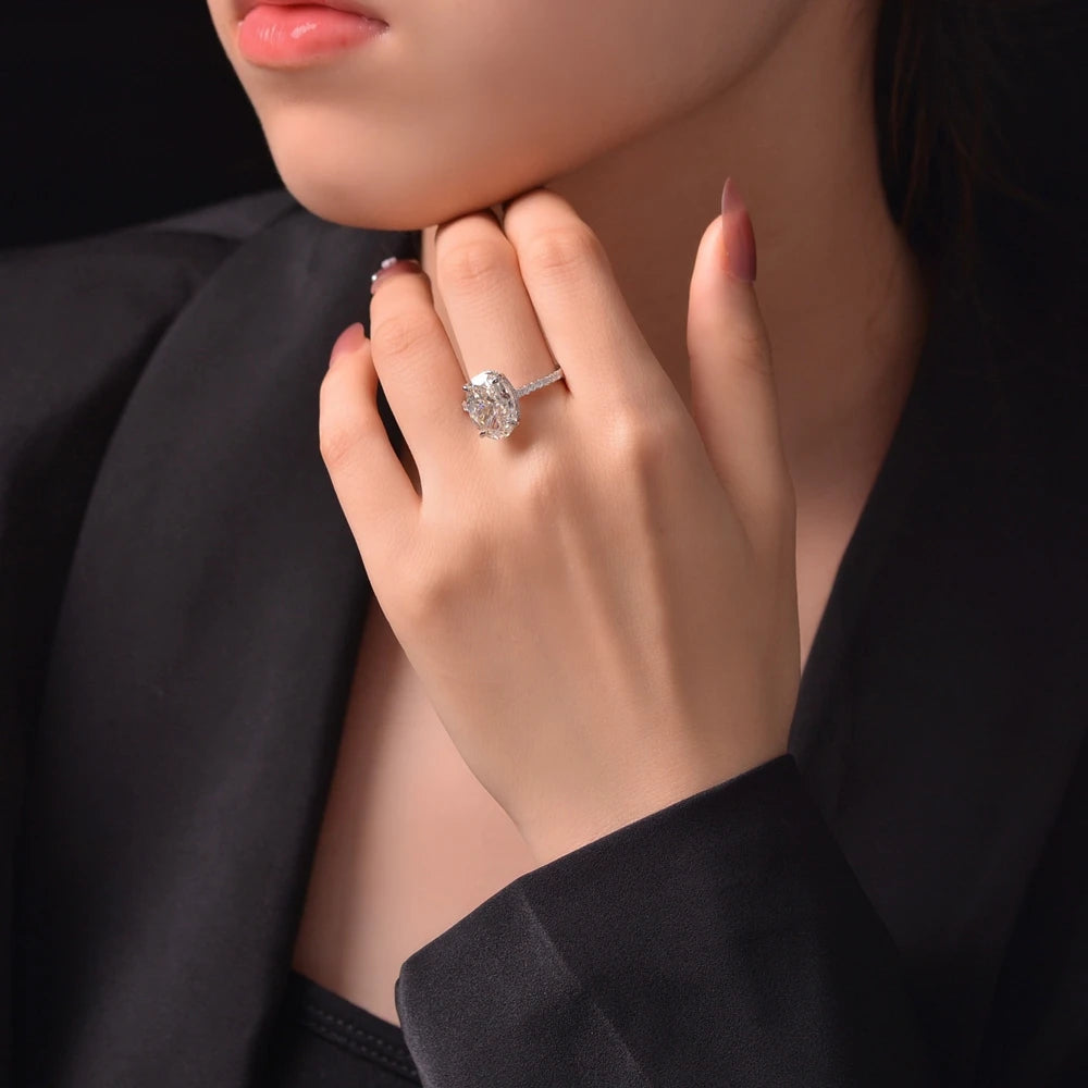 SILVERELLI 4 Carat Ice Flower Cut Diamond Ring | S925 Sterling Silver | White Gold & Rose Gold | Couples Wedding Ring