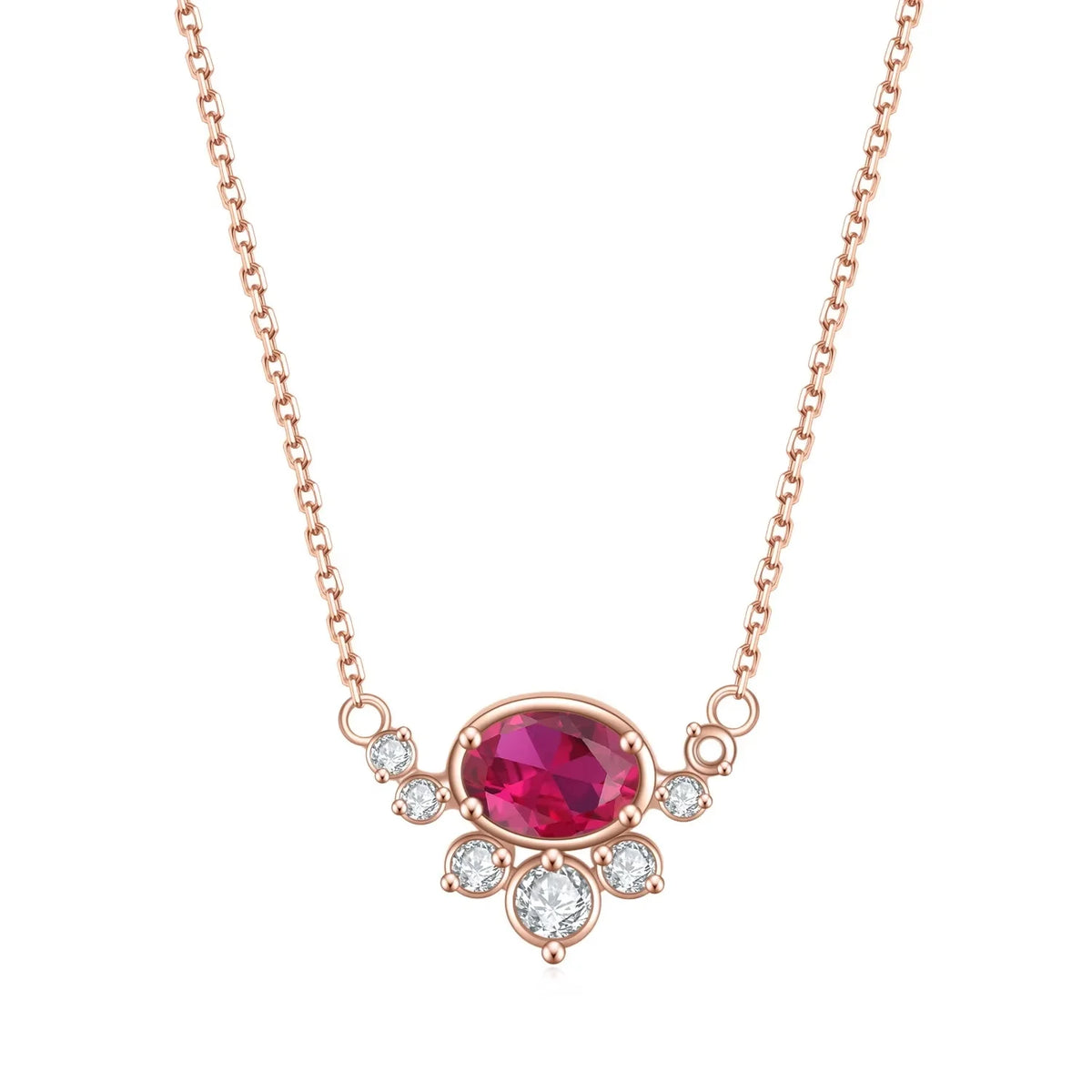 Gioiellieri OL0893 Abiding Jewelry Manufacturer Oval Lab Grown Ruby Cubic Zirconia Pendant Rose Gold Plated 925 Silver Fine Jewelry Necklace